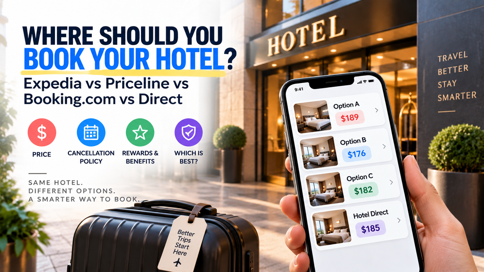 best way to book a hotel comparison factors including price cancellation fees benefits and rewards