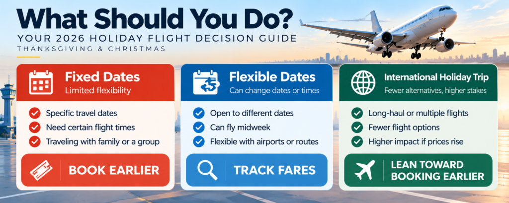 2026 holiday flight decision guide for fixed dates, flexible dates, and international trips