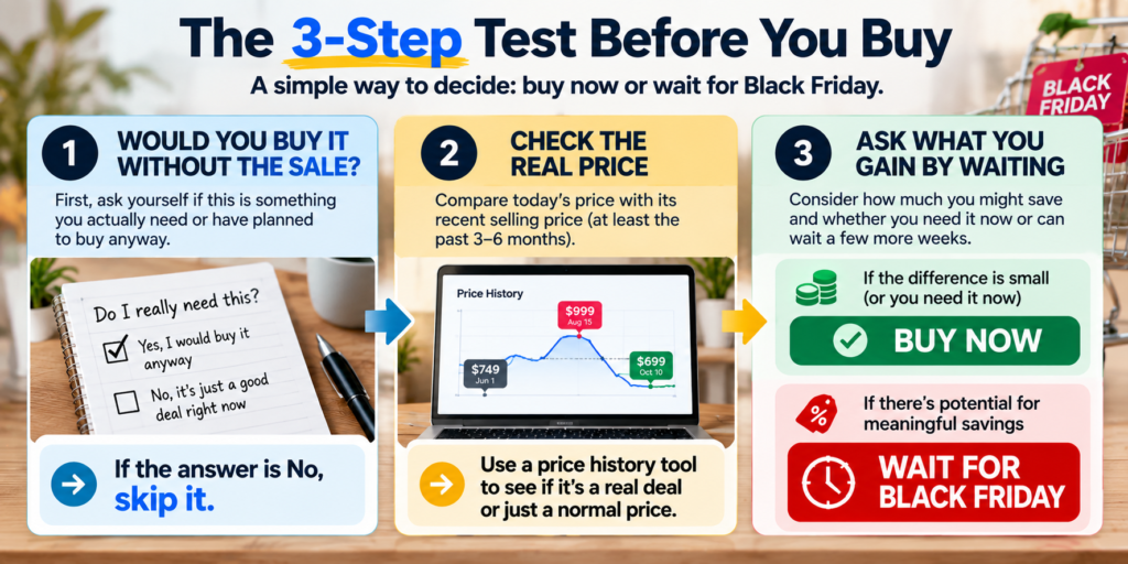 Three-step test to decide whether to buy now or wait for Black Friday