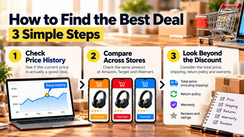 How to find the best deal by checking price history and comparing prices across stores