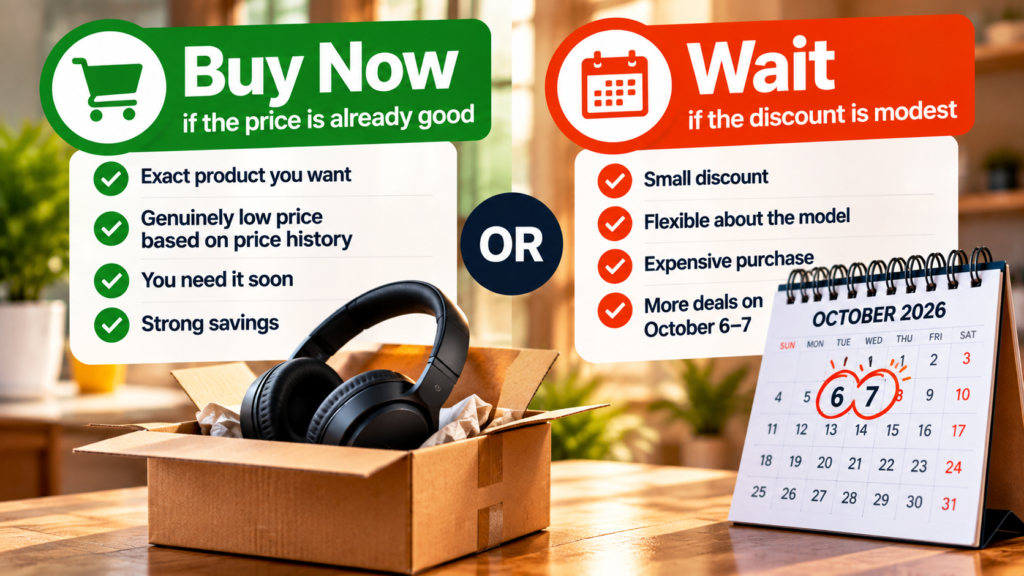 Buy now or wait for Prime Big Deal Days 2026 based on price history, savings, and October 6–7 deals